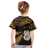 Maori Kid T Shirt Matariki Stars Manaia with Paua Shell - Gold - Wonder Print Shop