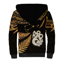 Maori Sherpa Hoodie Matariki Stars Manaia with Paua Shell - Gold - Wonder Print Shop