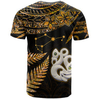 Maori T Shirt Matariki Stars Manaia with Paua Shell - Gold - Wonder Print Shop