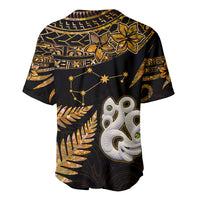 Custom Maori Baseball Jersey Matariki Stars Manaia with Paua Shell - Gold LT9 - Wonder Print Shop