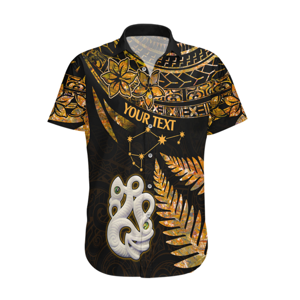 Custom Maori Hawaiian Shirt Matariki Stars Manaia with Paua Shell - Gold - Wonder Print Shop