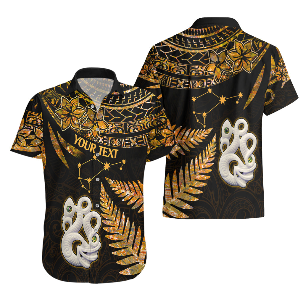 Custom Maori Hawaiian Shirt Matariki Stars Manaia with Paua Shell - Gold - Wonder Print Shop