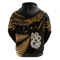 Custom Maori Hoodie Matariki Stars Manaia with Paua Shell - Gold - Wonder Print Shop