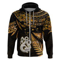 Custom Maori Hoodie Matariki Stars Manaia with Paua Shell - Gold - Wonder Print Shop