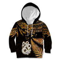 Custom Maori Kid Hoodie Matariki Stars Manaia with Paua Shell - Gold - Wonder Print Shop