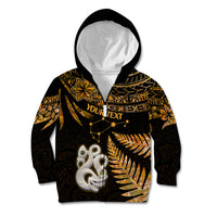 Custom Maori Kid Hoodie Matariki Stars Manaia with Paua Shell - Gold - Wonder Print Shop