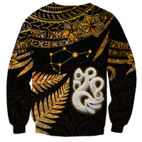 Custom Maori Sweatshirt Matariki Stars Manaia with Paua Shell - Gold - Wonder Print Shop
