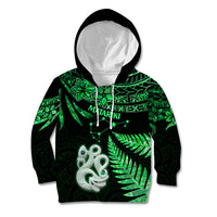 Maori Kid Hoodie Matariki Stars Manaia with Paua Shell - Green - Wonder Print Shop
