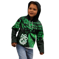 Maori Kid Hoodie Matariki Stars Manaia with Paua Shell - Green - Wonder Print Shop