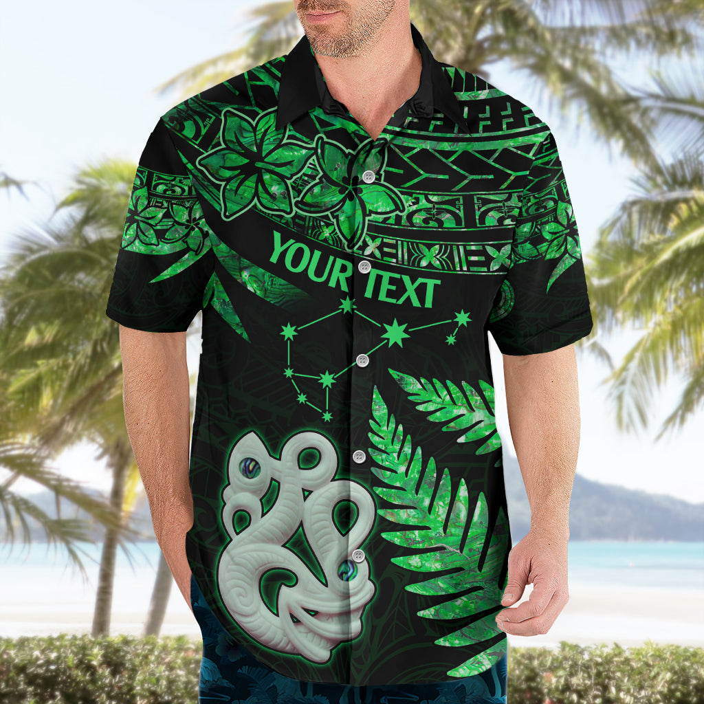 Custom Maori Hawaiian Shirt Matariki Stars Manaia with Paua Shell - Green - Wonder Print Shop