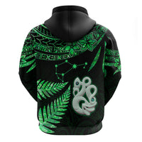 Custom Maori Hoodie Matariki Stars Manaia with Paua Shell - Green - Wonder Print Shop