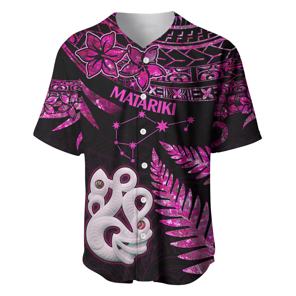 New Zealand Baseball Jersey Matariki NZ Manaia with Paua Shell - Pink LT9 - Wonder Print Shop