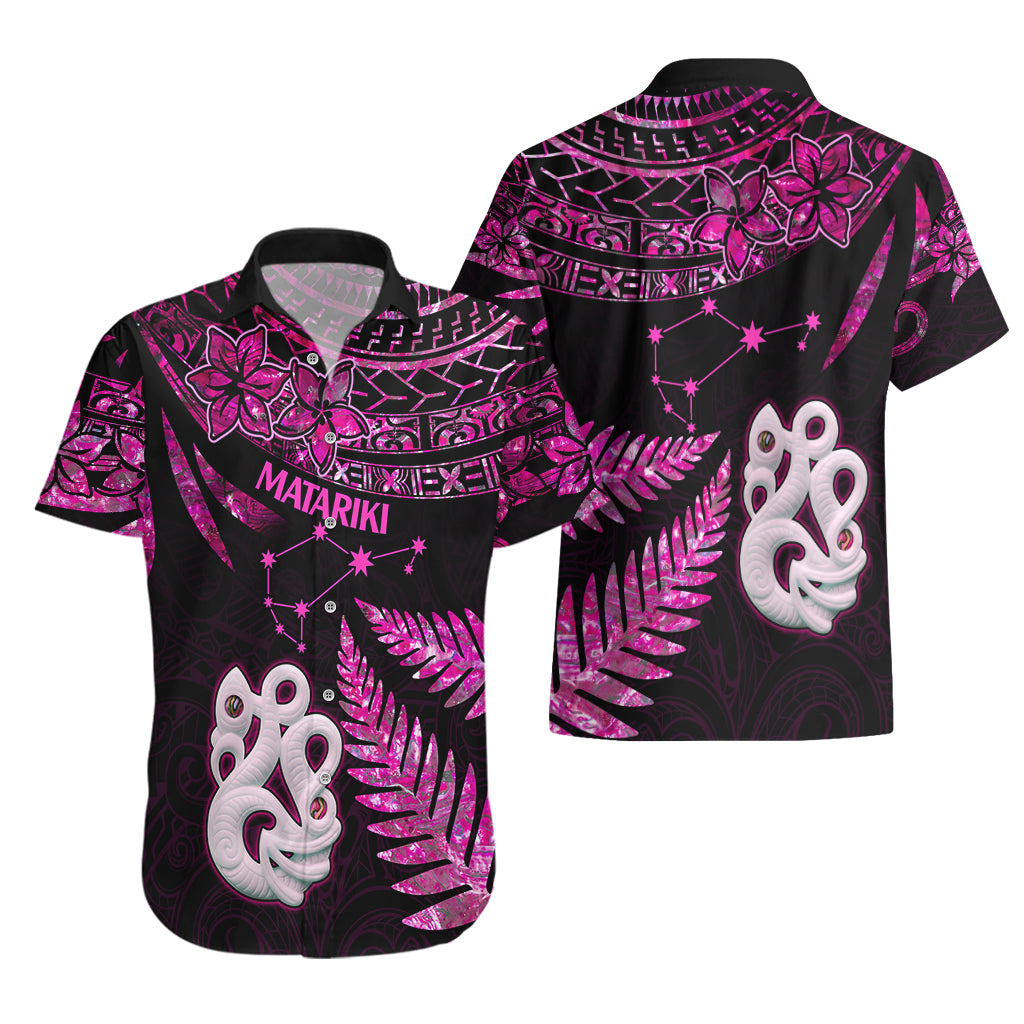 New Zealand Hawaiian Shirt Matariki NZ Manaia with Paua Shell - Pink - Wonder Print Shop