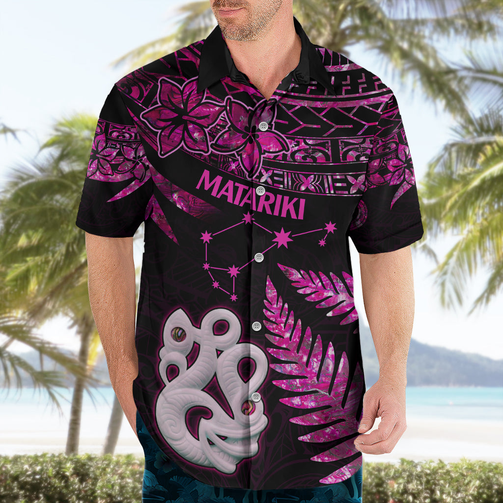 New Zealand Hawaiian Shirt Matariki NZ Manaia with Paua Shell - Pink - Wonder Print Shop