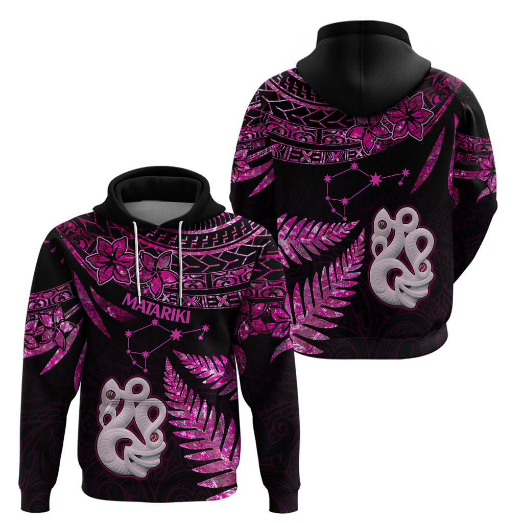 New Zealand Hoodie Matariki NZ Manaia with Paua Shell - Pink - Wonder Print Shop