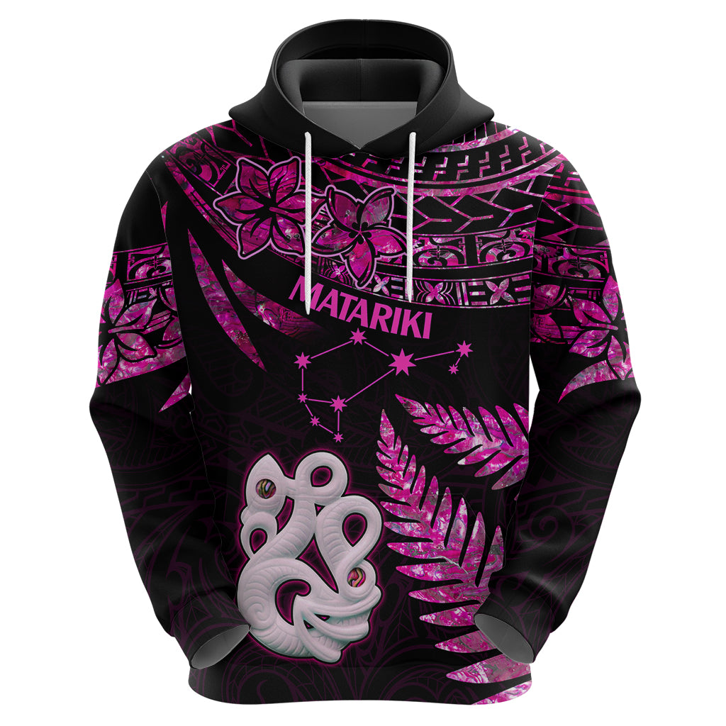 New Zealand Hoodie Matariki NZ Manaia with Paua Shell - Pink - Wonder Print Shop