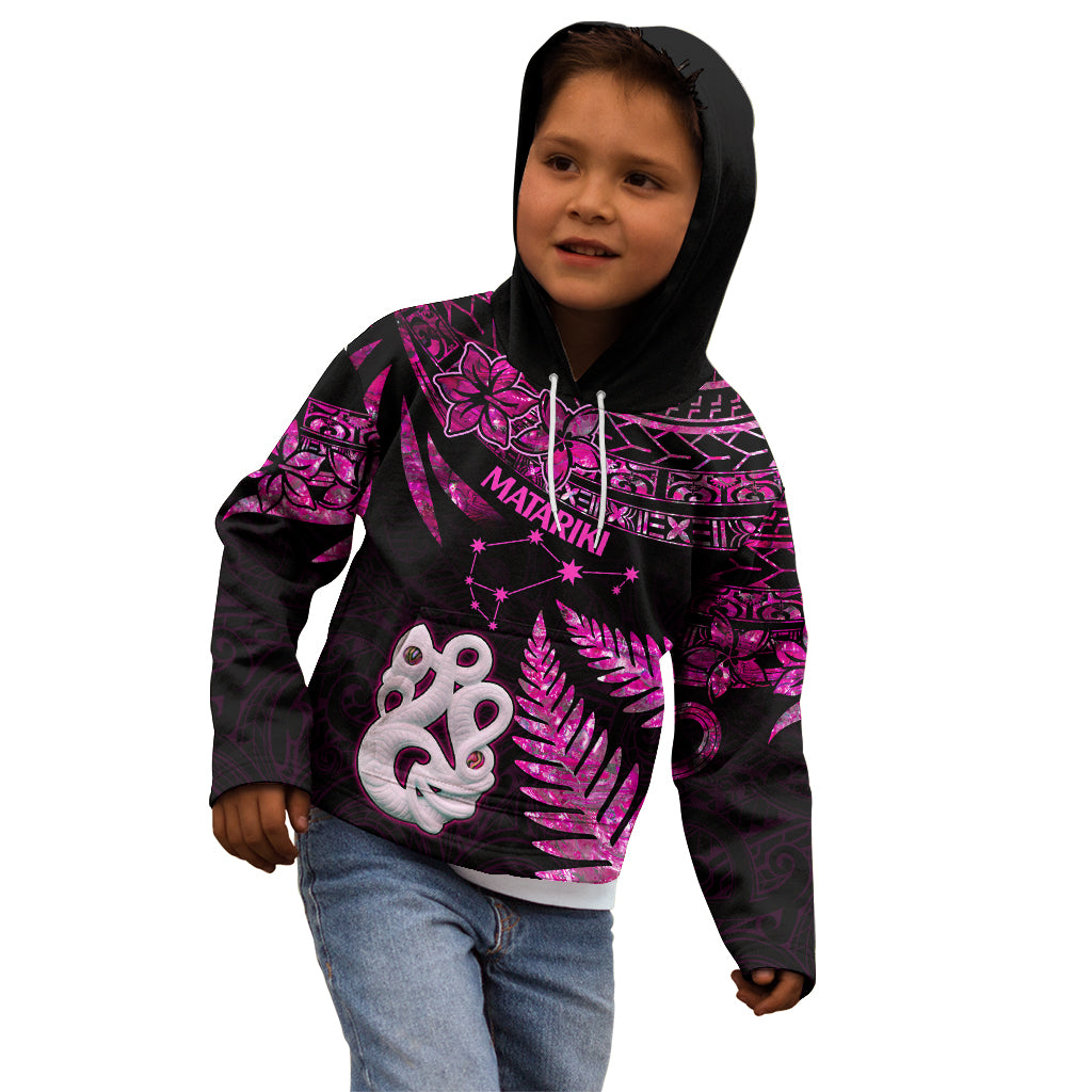 New Zealand Kid Hoodie Matariki NZ Manaia with Paua Shell - Pink - Wonder Print Shop