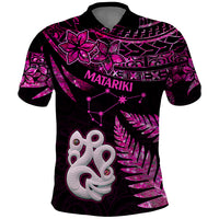 New Zealand Polo Shirt Matariki NZ Manaia with Paua Shell - Pink - Wonder Print Shop