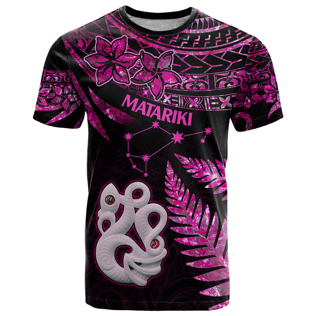 New Zealand T Shirt Matariki NZ Manaia with Paua Shell - Pink - Wonder Print Shop