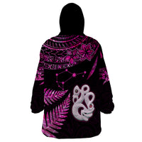 New Zealand Wearable Blanket Hoodie Matariki NZ Manaia with Paua Shell - Pink - Wonder Print Shop
