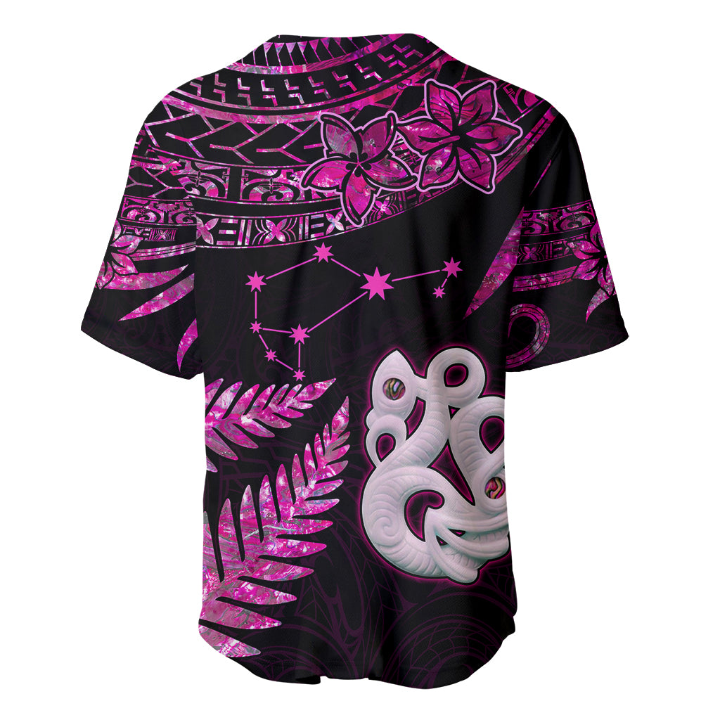 Custom New Zealand Baseball Jersey Matariki NZ Manaia with Paua Shell - Pink LT9 - Wonder Print Shop