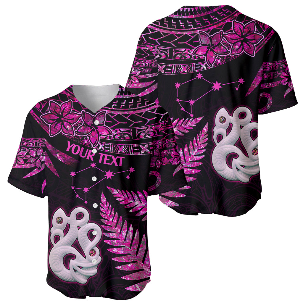 Custom New Zealand Baseball Jersey Matariki NZ Manaia with Paua Shell - Pink LT9 - Wonder Print Shop