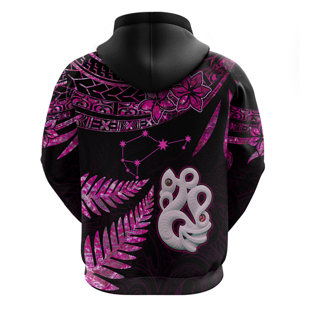 Custom New Zealand Hoodie Matariki NZ Manaia with Paua Shell - Pink - Wonder Print Shop