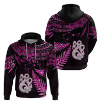 Custom New Zealand Hoodie Matariki NZ Manaia with Paua Shell - Pink - Wonder Print Shop