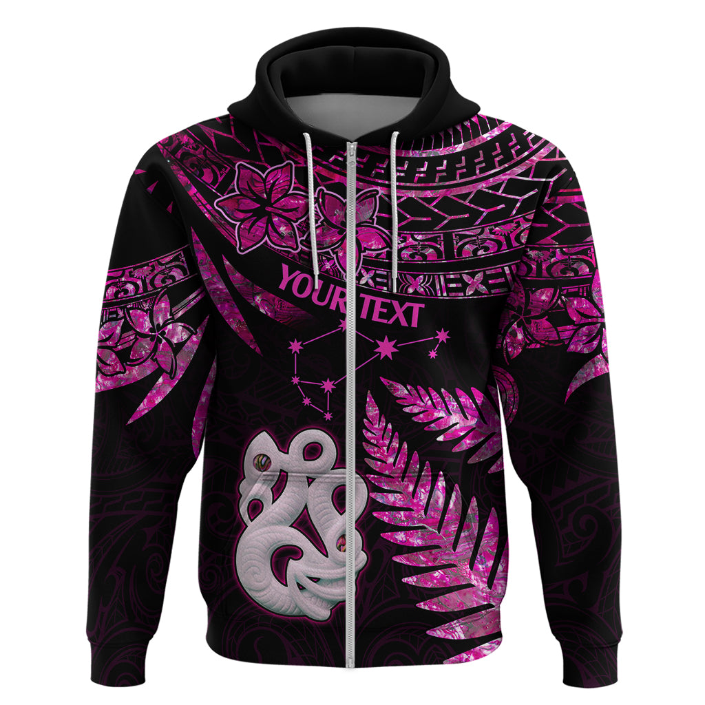 Custom New Zealand Hoodie Matariki NZ Manaia with Paua Shell - Pink - Wonder Print Shop