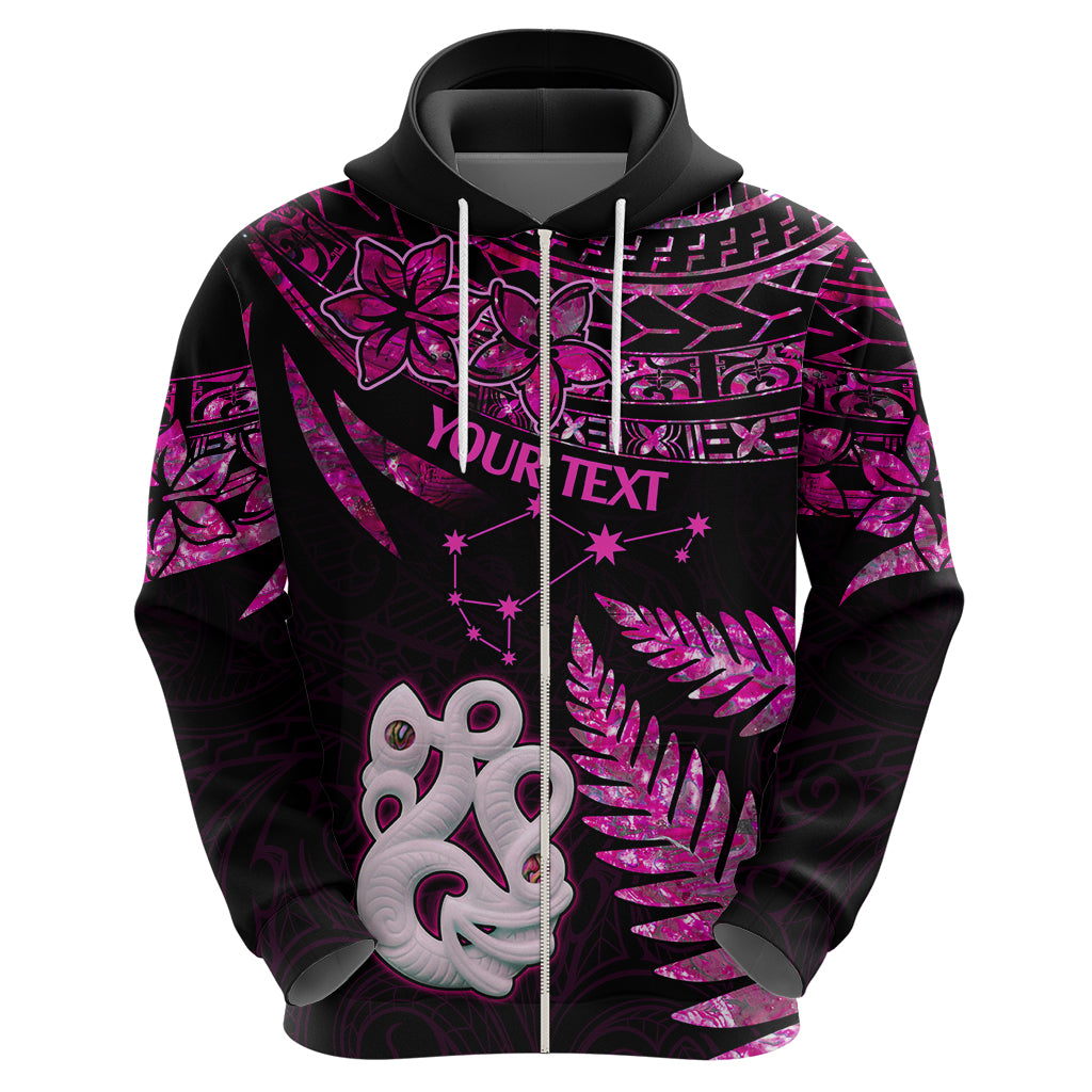 Custom New Zealand Hoodie Matariki NZ Manaia with Paua Shell - Pink - Wonder Print Shop