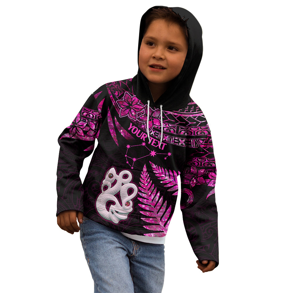 Custom New Zealand Kid Hoodie Matariki NZ Manaia with Paua Shell - Pink - Wonder Print Shop