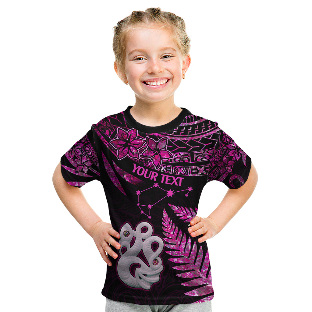 Custom New Zealand Kid T Shirt Matariki NZ Manaia with Paua Shell - Pink - Wonder Print Shop
