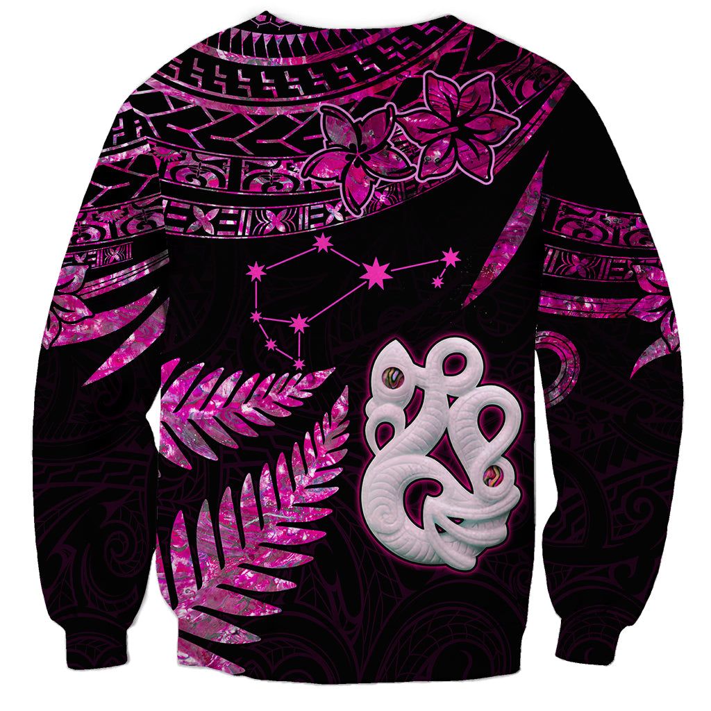 Custom New Zealand Sweatshirt Matariki NZ Manaia with Paua Shell - Pink - Wonder Print Shop