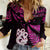 Custom New Zealand Women Casual Shirt Matariki NZ Manaia with Paua Shell - Pink - Wonder Print Shop