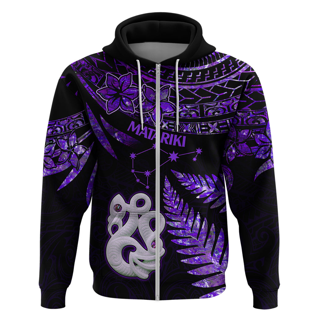New Zealand Hoodie Matariki NZ Manaia with Paua Shell - Purple - Wonder Print Shop