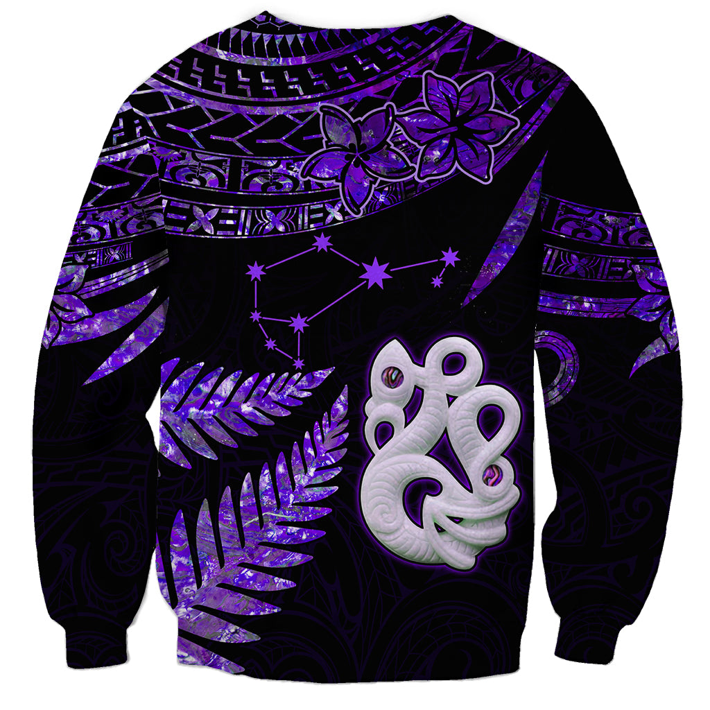 New Zealand Sweatshirt Matariki NZ Manaia with Paua Shell - Purple - Wonder Print Shop