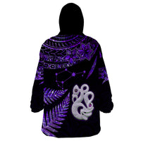New Zealand Wearable Blanket Hoodie Matariki NZ Manaia with Paua Shell - Purple - Wonder Print Shop