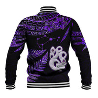 Custom New Zealand Baseball Jacket Matariki NZ Manaia with Paua Shell - Purple LT9 - Wonder Print Shop