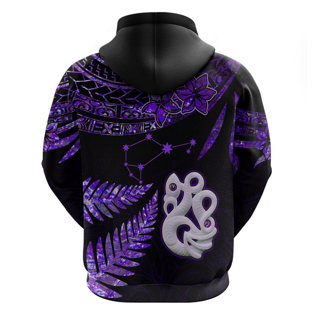Custom New Zealand Hoodie Matariki NZ Manaia with Paua Shell - Purple - Wonder Print Shop
