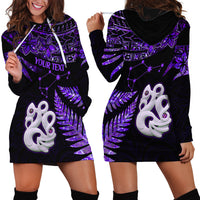 Custom New Zealand Hoodie Dress Matariki NZ Manaia with Paua Shell - Purple - Wonder Print Shop
