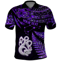 Custom New Zealand Polo Shirt Matariki NZ Manaia with Paua Shell - Purple - Wonder Print Shop