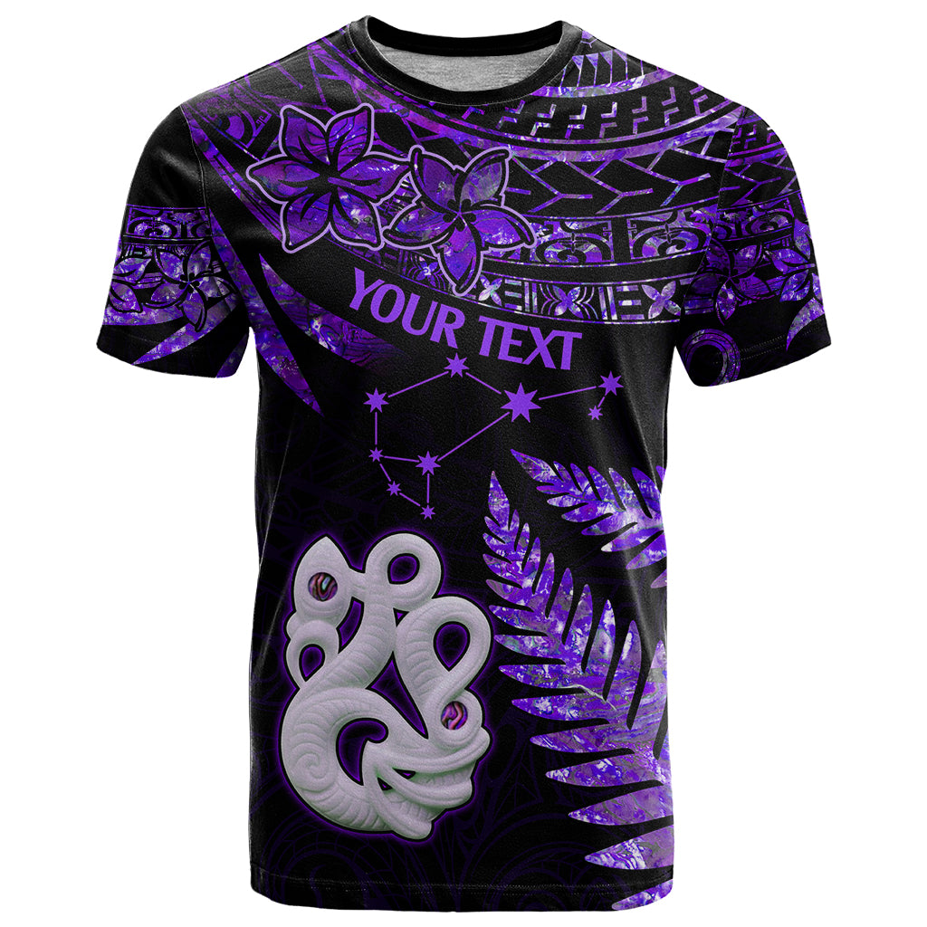 Custom New Zealand T Shirt Matariki NZ Manaia with Paua Shell - Purple - Wonder Print Shop