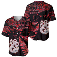 Matariki Baseball Jersey NZ New Year Manaia with Paua Shell - Red LT9 - Wonder Print Shop
