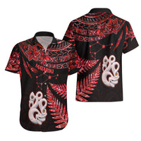 Matariki Hawaiian Shirt NZ New Year Manaia with Paua Shell - Red - Wonder Print Shop