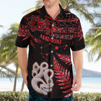 Matariki Hawaiian Shirt NZ New Year Manaia with Paua Shell - Red - Wonder Print Shop