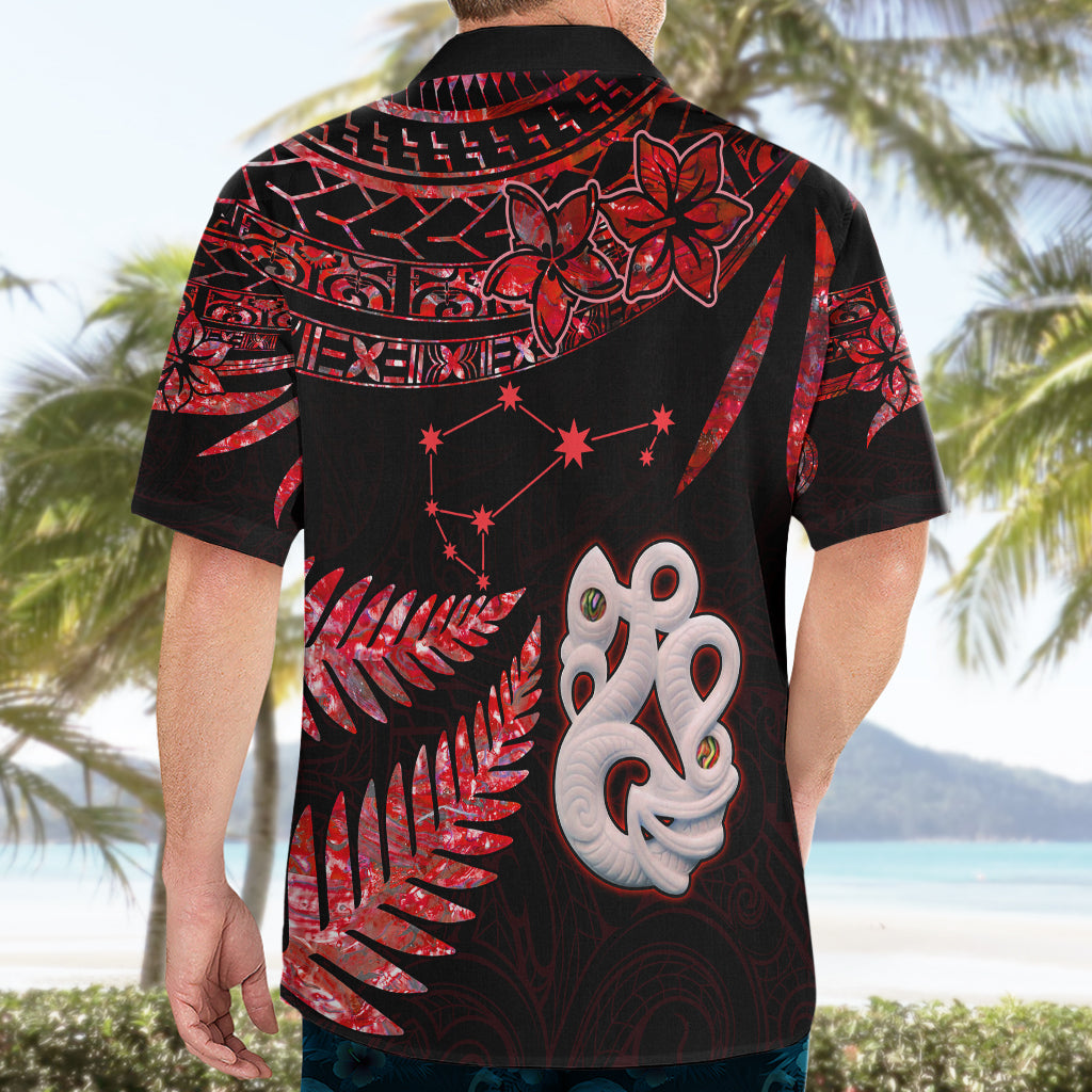 Matariki Hawaiian Shirt NZ New Year Manaia with Paua Shell - Red - Wonder Print Shop