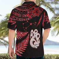 Matariki Hawaiian Shirt NZ New Year Manaia with Paua Shell - Red - Wonder Print Shop