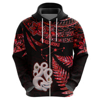 Matariki Hoodie NZ New Year Manaia with Paua Shell - Red - Wonder Print Shop