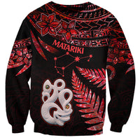Matariki Sweatshirt NZ New Year Manaia with Paua Shell - Red - Wonder Print Shop
