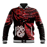 Custom Matariki Baseball Jacket NZ New Year Manaia with Paua Shell - Red LT9 - Wonder Print Shop
